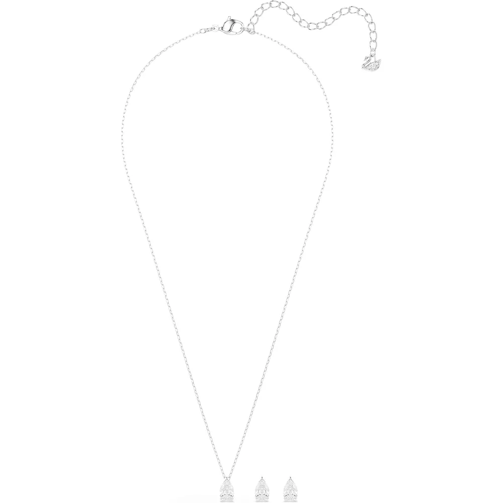 SWAROVSKI CONJUNTO COLLAR Y ARETES GOTA STILLA ATTRACT ACABADO RODIO PARA MUJER | TRANSPARENTE