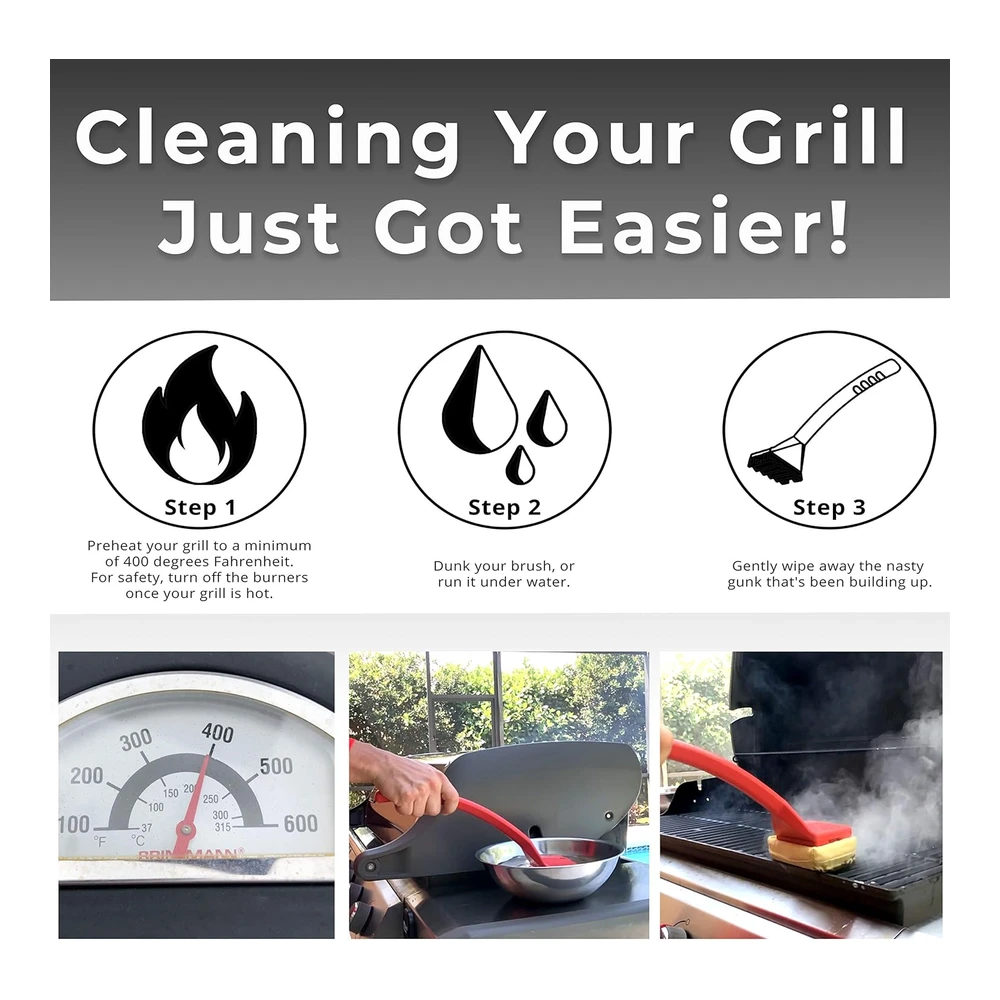 Grill Rescue - Cabezal Raspador de Limpieza Reemplazable para Parrilladas - Sin Cerdas. Herramientas Raspadoras Duraderas y Únicas para Rejillas de Hierro Fundido O Acero Inoxidable (Cepillo)