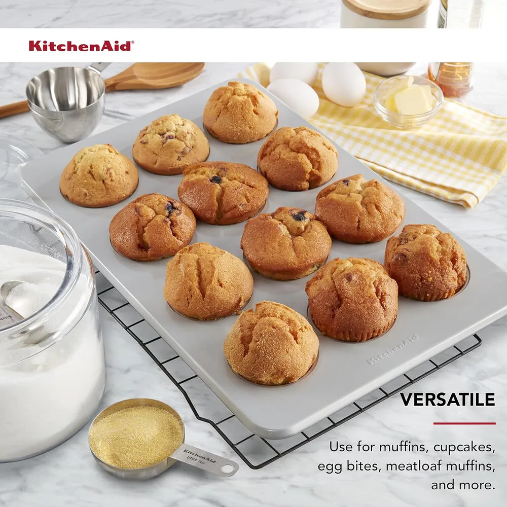 KitchenAid molde para magdalenas 12 tazas / 2.8 l, acero aluminizado | Plateado