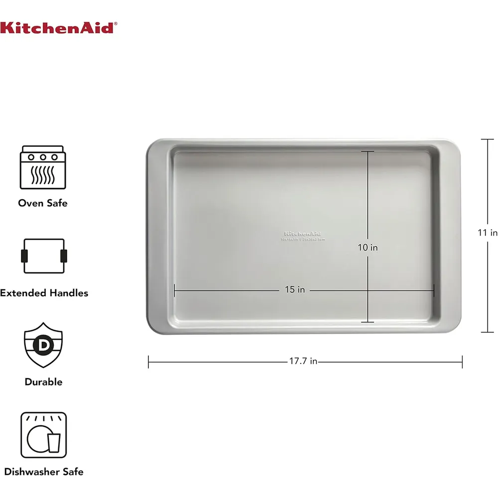 KitchenAid bandeja para hornear 10 x 15 in / 25 x 38 cm, acero | Plateado