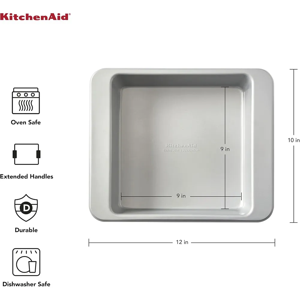 KitchenAid molde cuadrado 9 in / 23 cm, acero aluminizado | Plateado