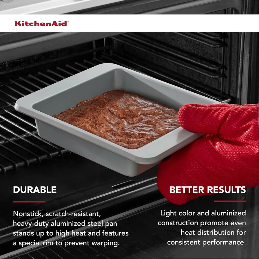 KitchenAid molde cuadrado 9 in / 23 cm, acero aluminizado | Plateado
