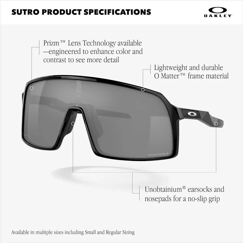 Oakley Sutro OO9406 Gafas de sol para hombre | Matte Black / Prizm Trail Torch