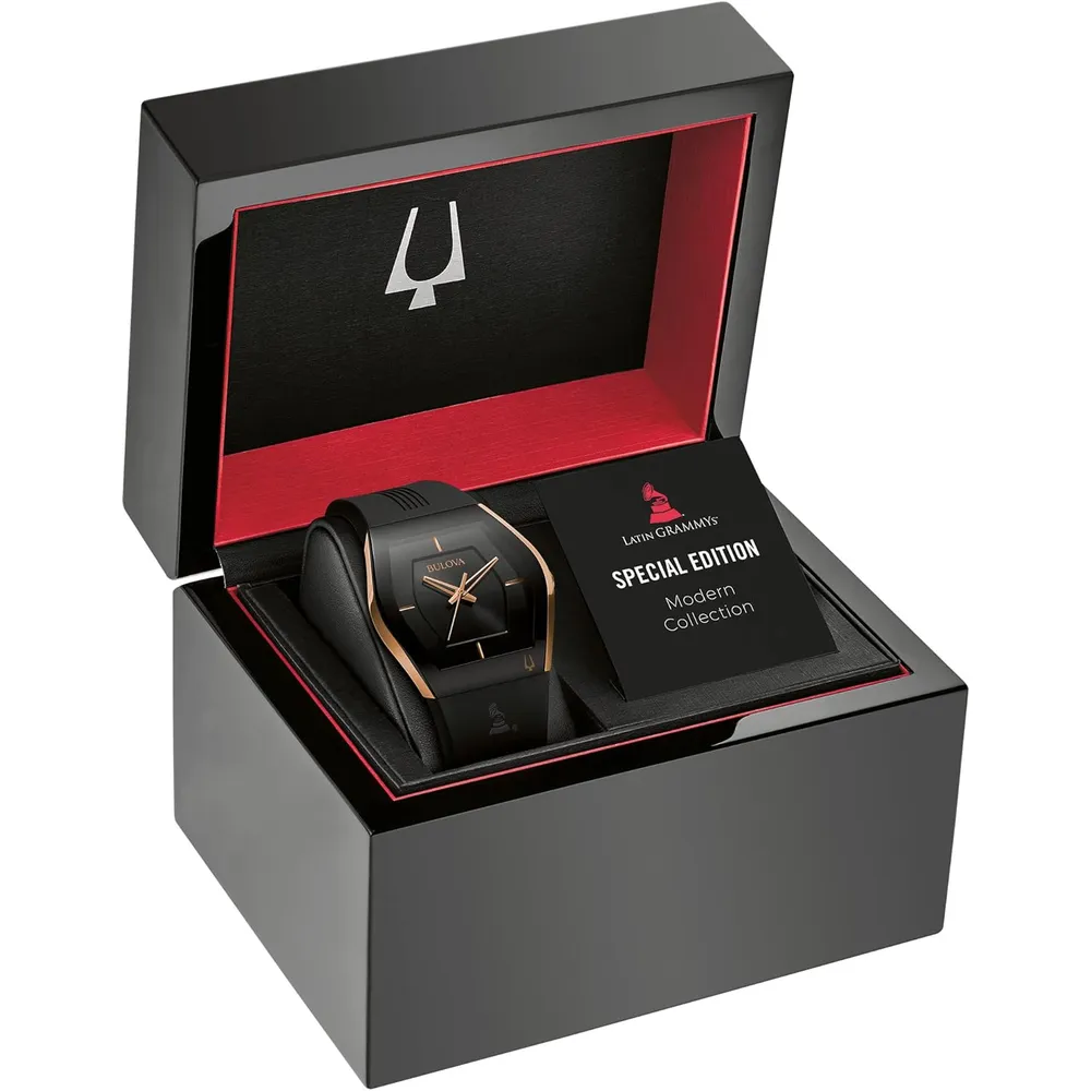 Bulova reloj Latin Grammy Gemini mujer cuarzo acero correa silicona cristal | Negro