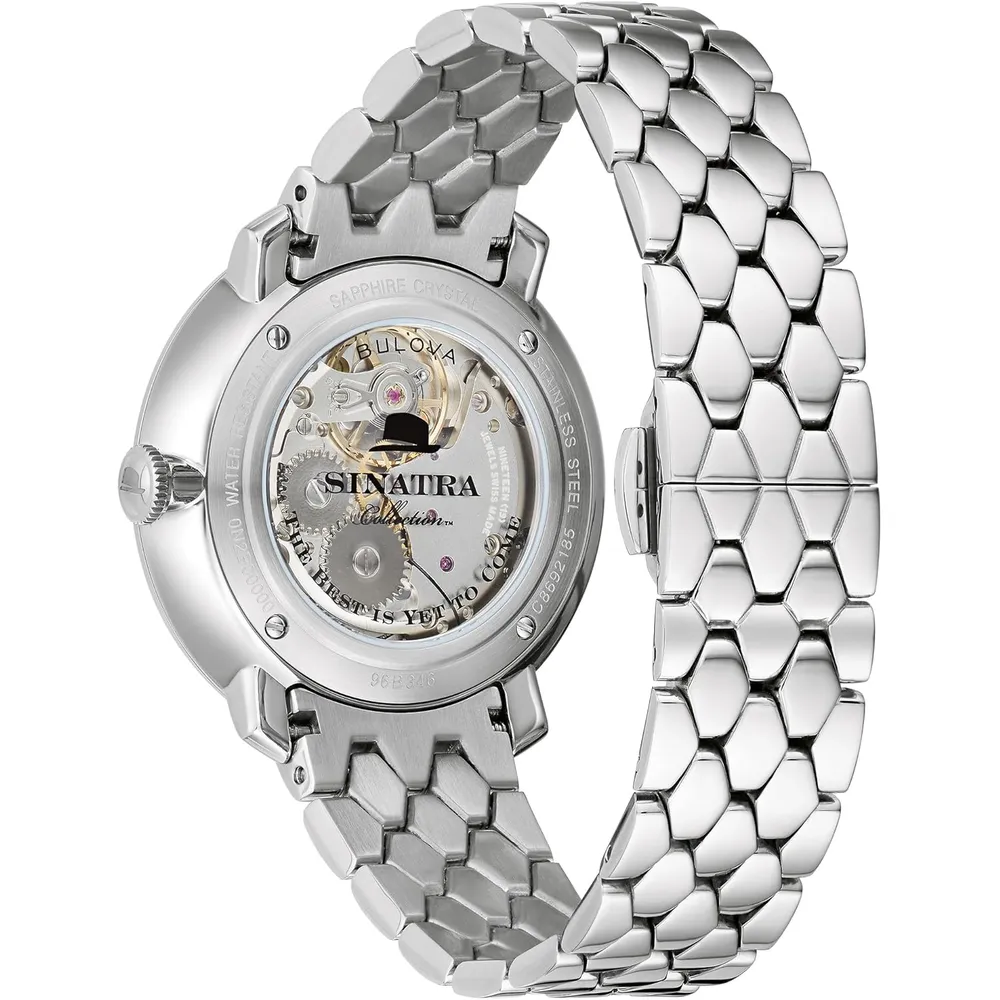 b08fflhq5z_2_webp.webp Bulova reloj Frank Sinatra hombre automático 3 agujas correa cuero | Plata