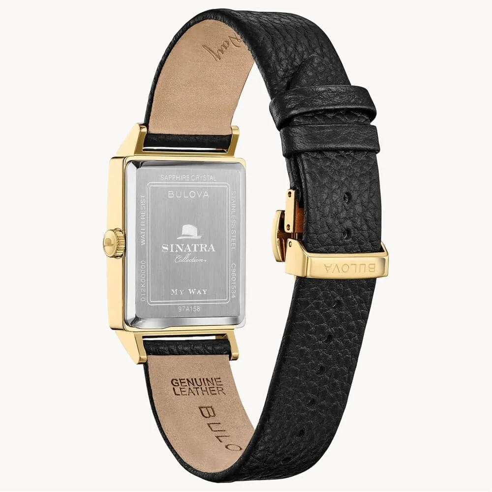 Bulova reloj Frank Sinatra hombre automático 3 agujas fecha cristal zafiro | Negro