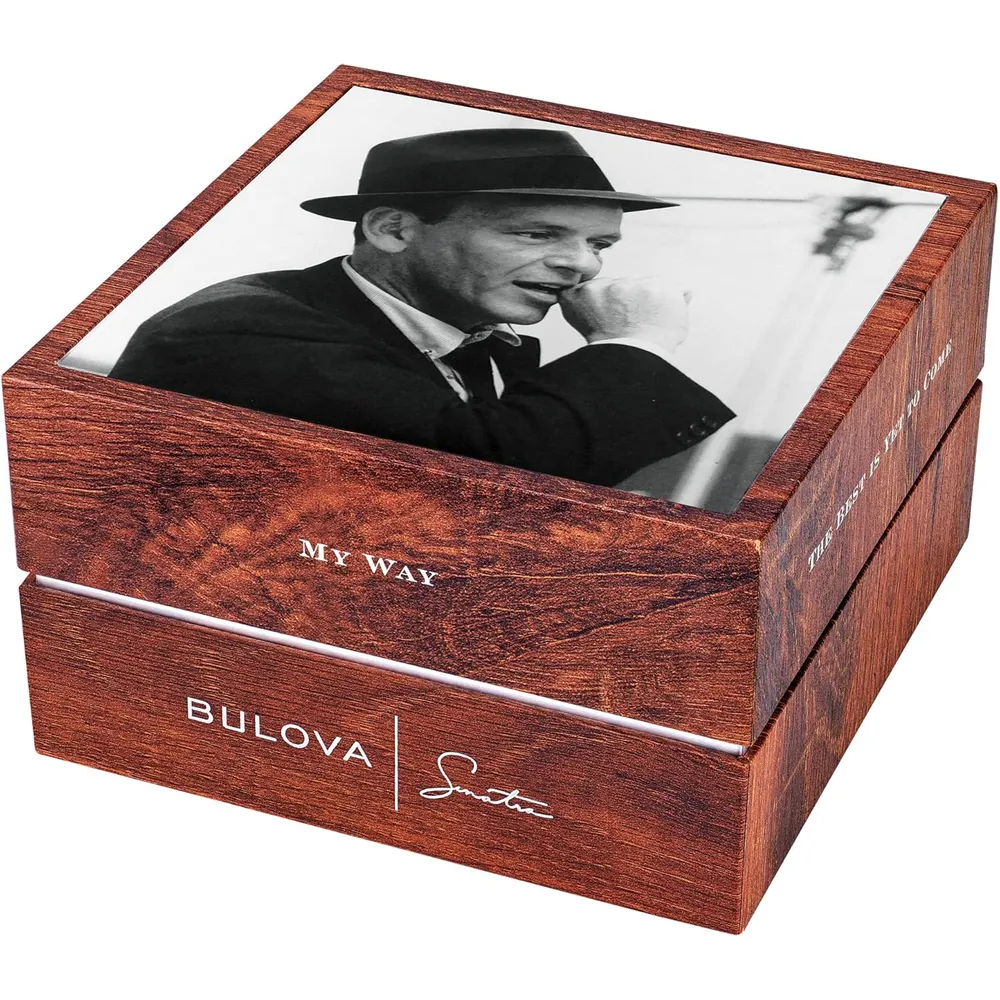 Bulova reloj Frank Sinatra hombre automático 3 agujas correa piel acero | Marrón/Gris
