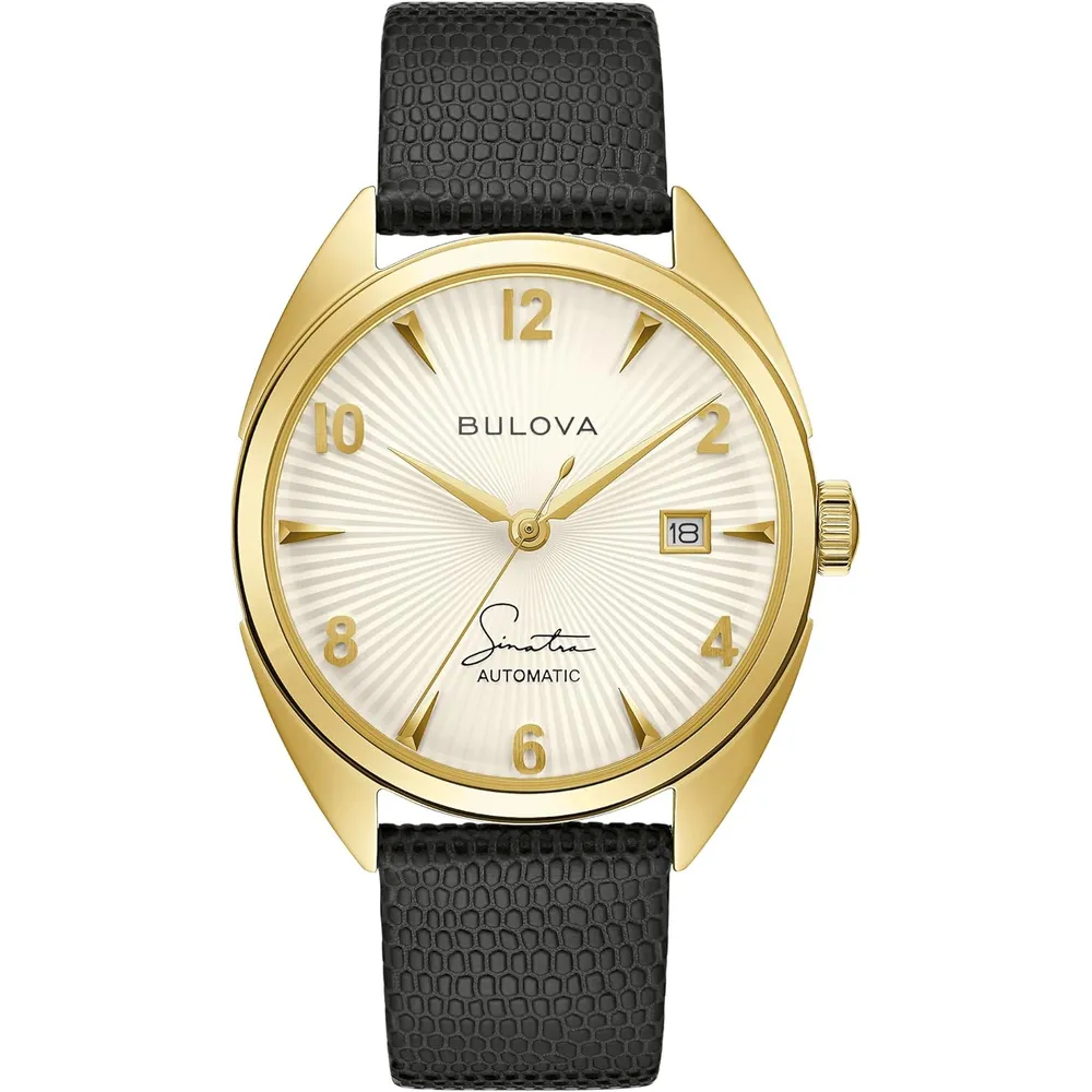 Bulova reloj clásico vestir hombre automático 3 agujas 21 joyas apertura | Negro/Dorado