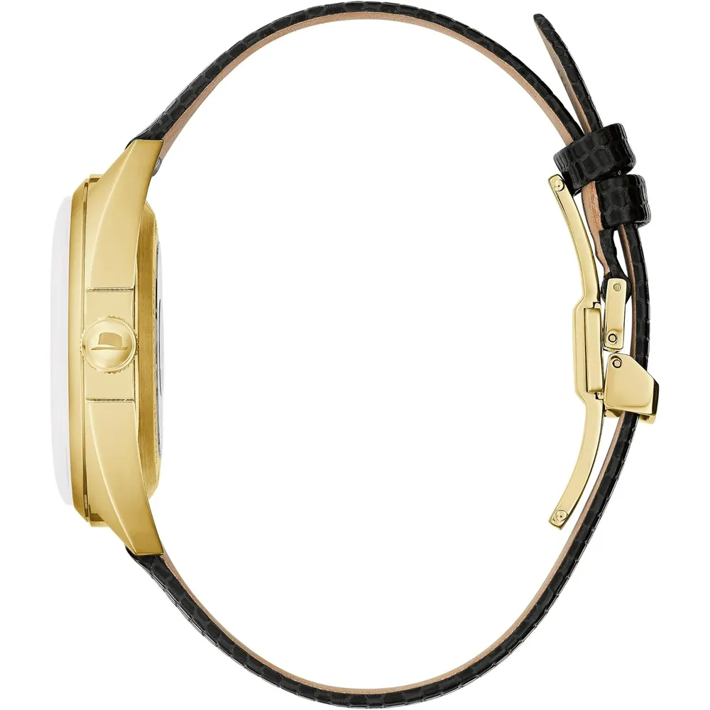 Bulova reloj clásico vestir hombre automático 3 agujas 21 joyas apertura | Negro/Dorado