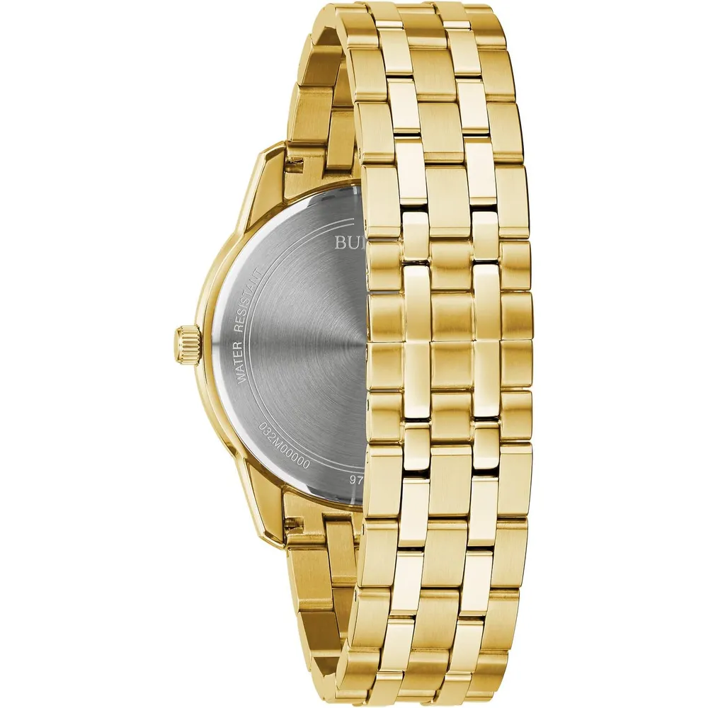 Bulova reloj clásico Sutton hombre cuarzo 3 agujas calendario fecha | Oro/Negro