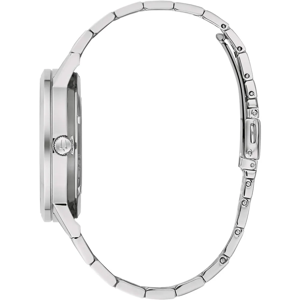Bulova reloj clásico vestir hombre automático 3 agujas 21 joyas apertura | Plata/Negro