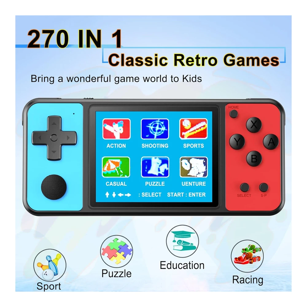 CONSOLA GREAT BOY CON 270 JUEGOS CLÁSICOS | NEGRO