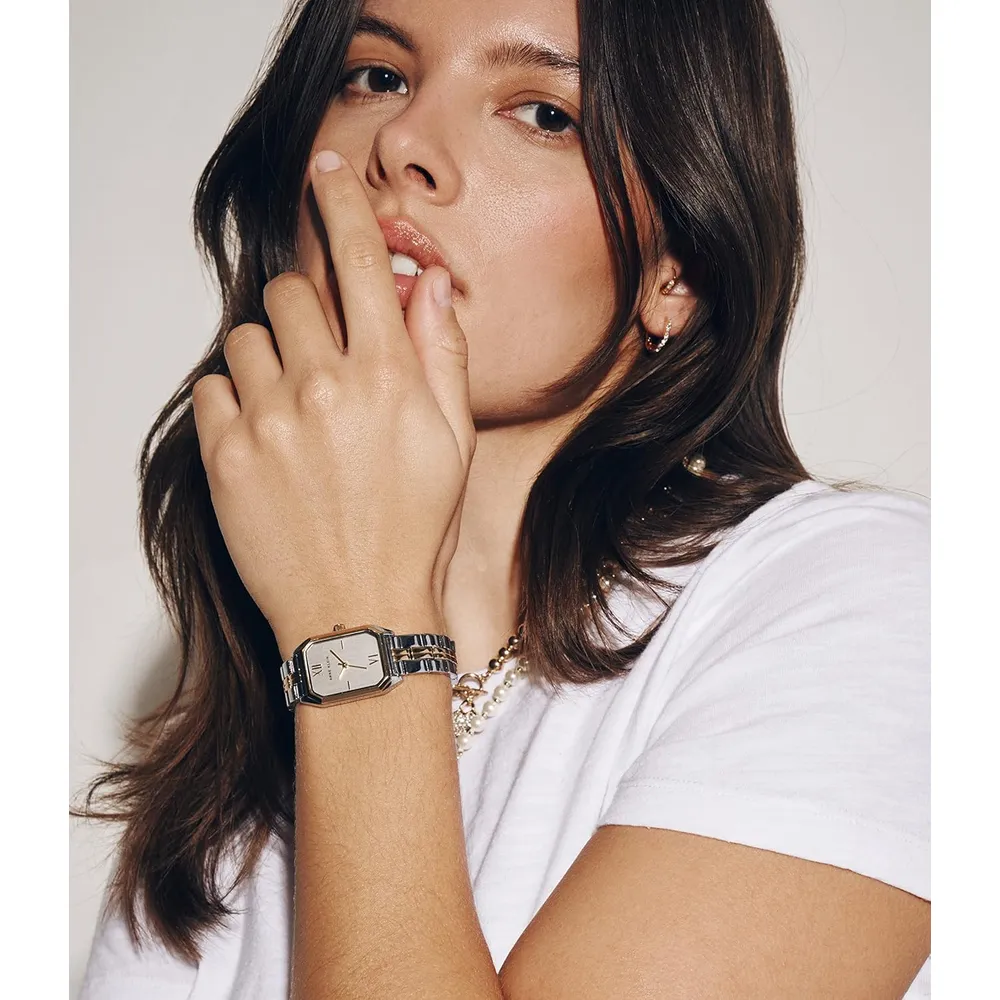 Anne Klein AK/3774BKGB reloj femenino con brazalete | 24 mm - Plateado/Oro