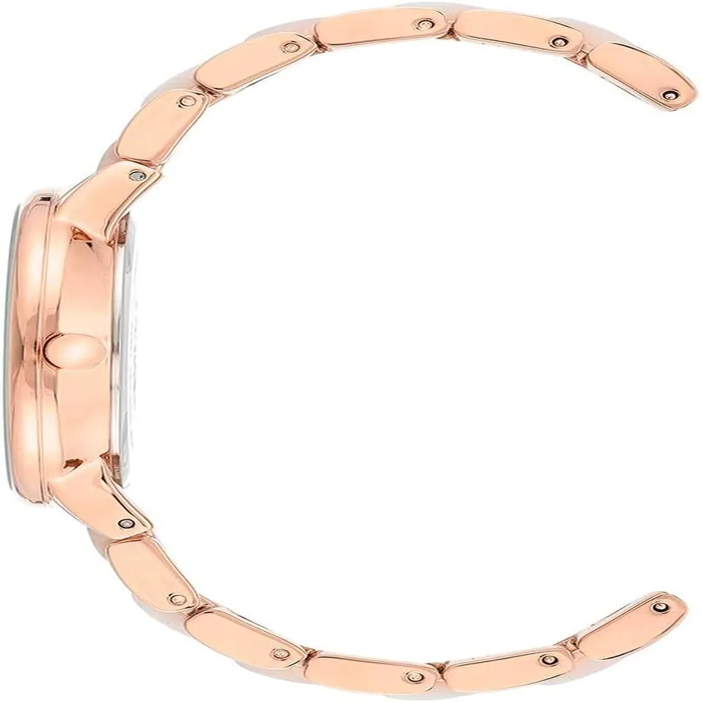Anne Klein AK/1413LBSV reloj para mujer con pulsera de resina | 37 mm - Blanco nacarado/oro rosa