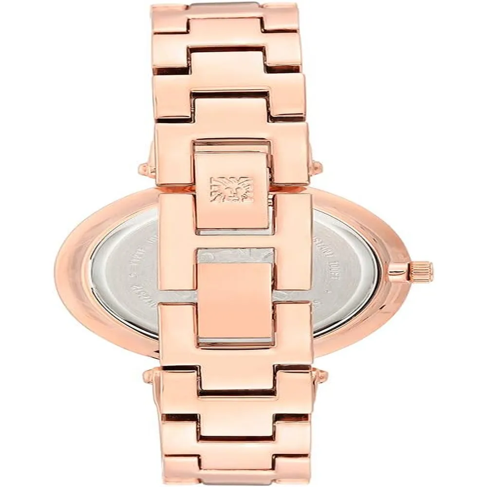 Anne Klein AK/2512LPGB reloj para mujer con diamante auténtico | 34 mm - Verde azulado/oro rosa