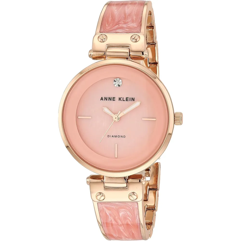 Anne Klein AK/2512LPGB reloj para mujer con diamante auténtico | 34 mm - Rosa claro/Rosa