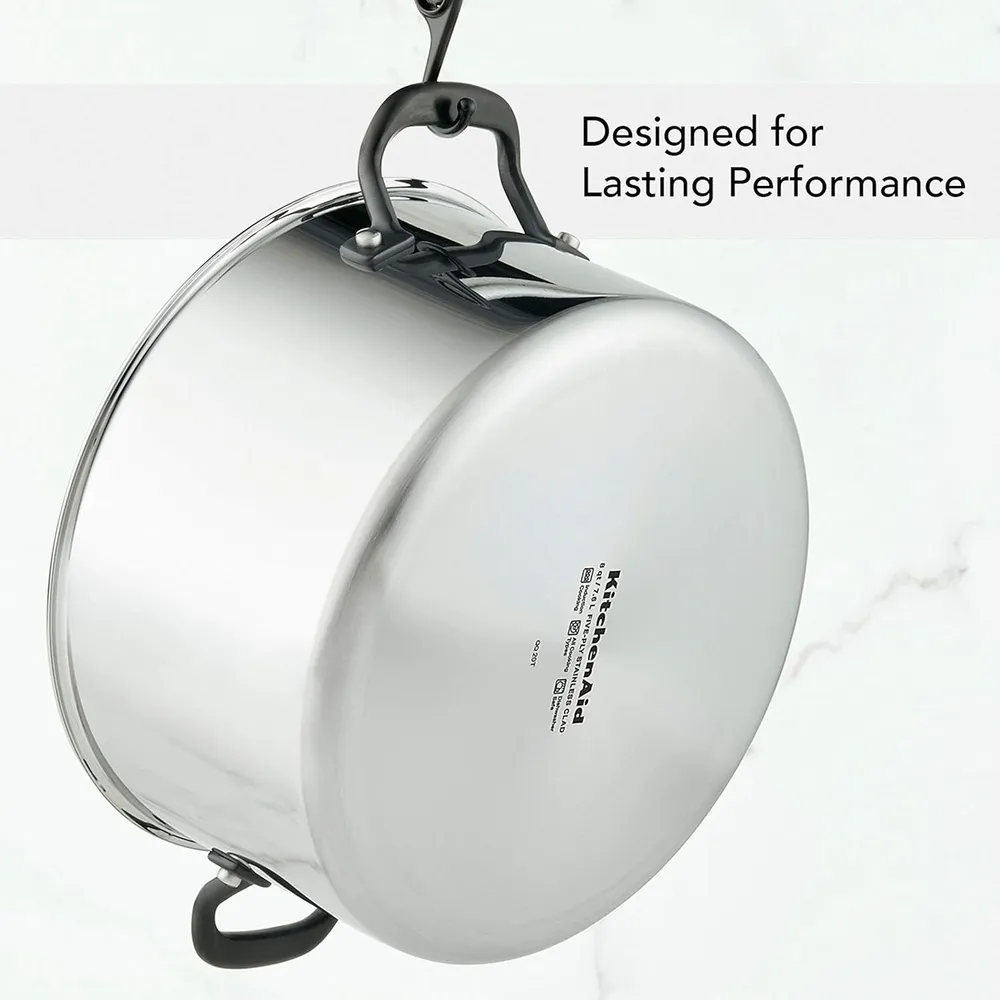 KitchenAid olla sopera 7.6 l con tapa, acero inoxidable pulido 5 capas