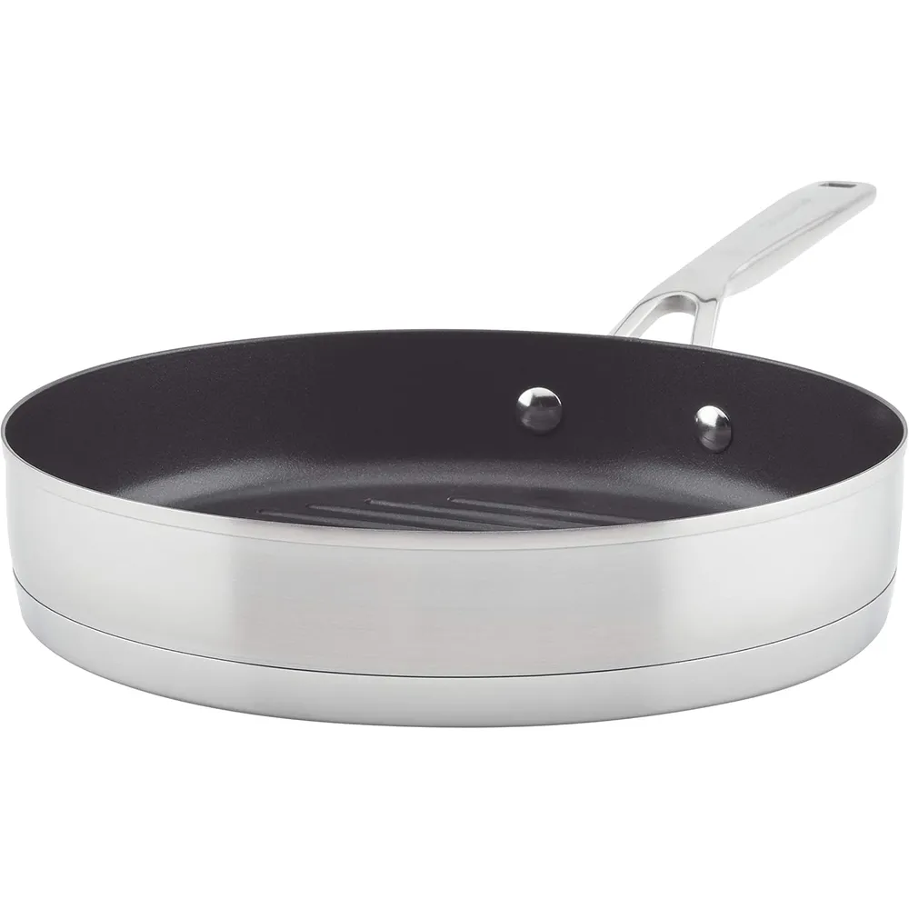 KitchenAid plancha redonda 26 cm, acero inoxidable cepillado base 3 capas