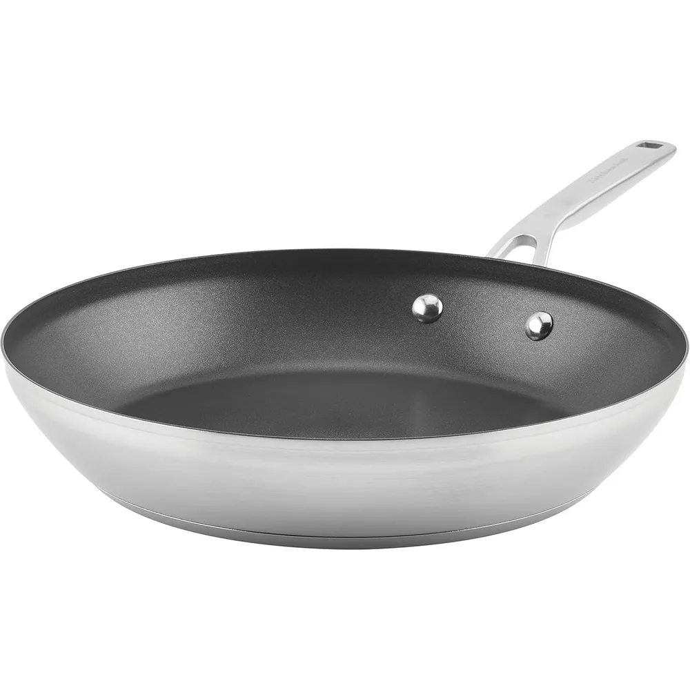 KitchenAid sartén 30 cm, acero inoxidable cepillado con base 3 capas