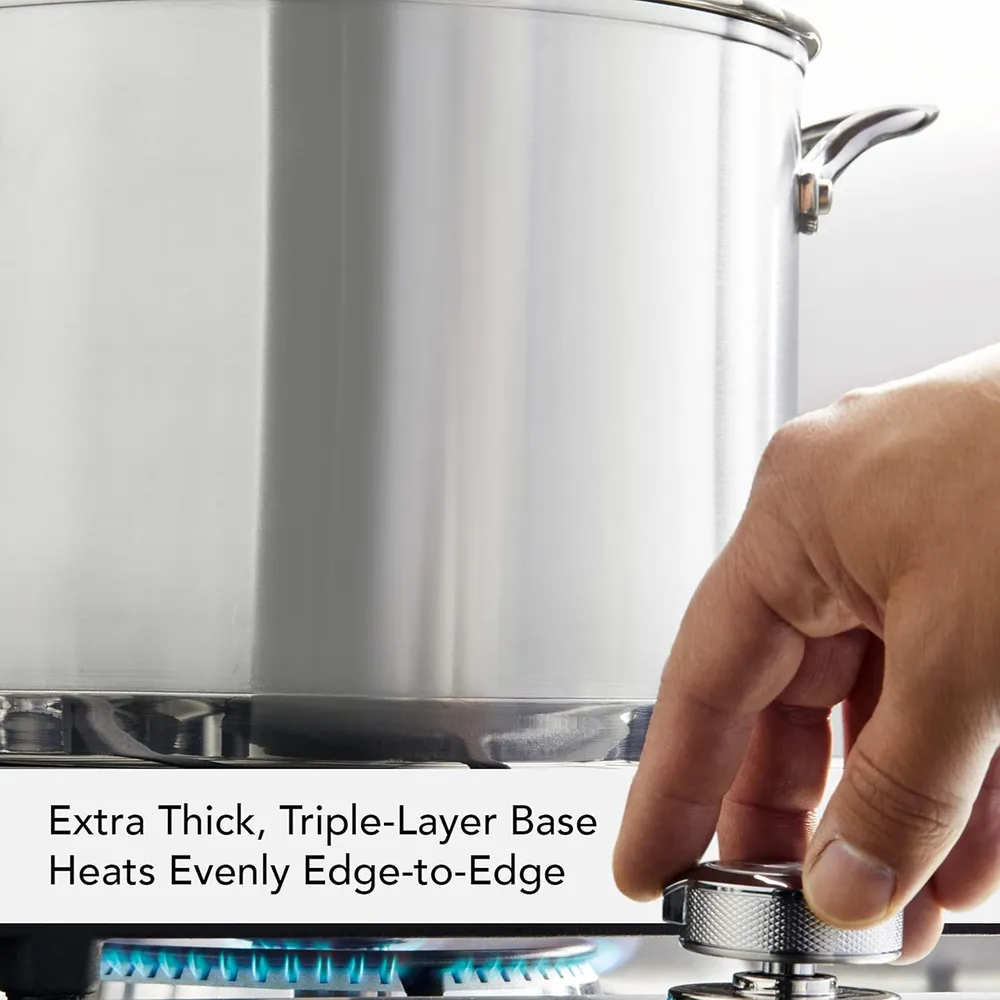 KitchenAid olla sopera 7.6 l con tapa, acero inoxidable cepillado base 3 capas