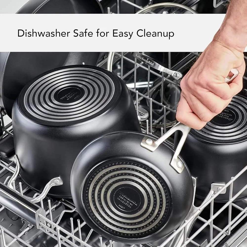 KitchenAid juego de ollas y sartenes 10 pzas, inducción anodizada dura | Negro