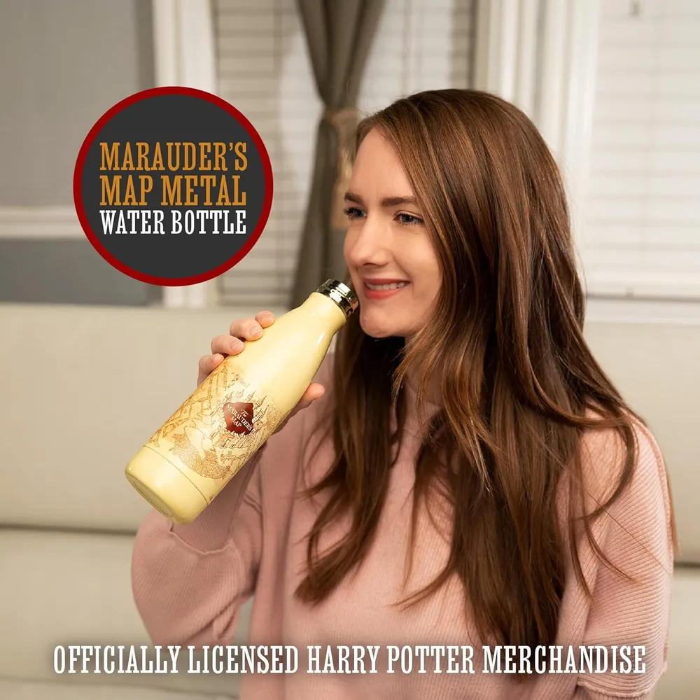 Paladone Harry Potter Mapa del Merodeador, botella de agua metálica 500 ml oficial