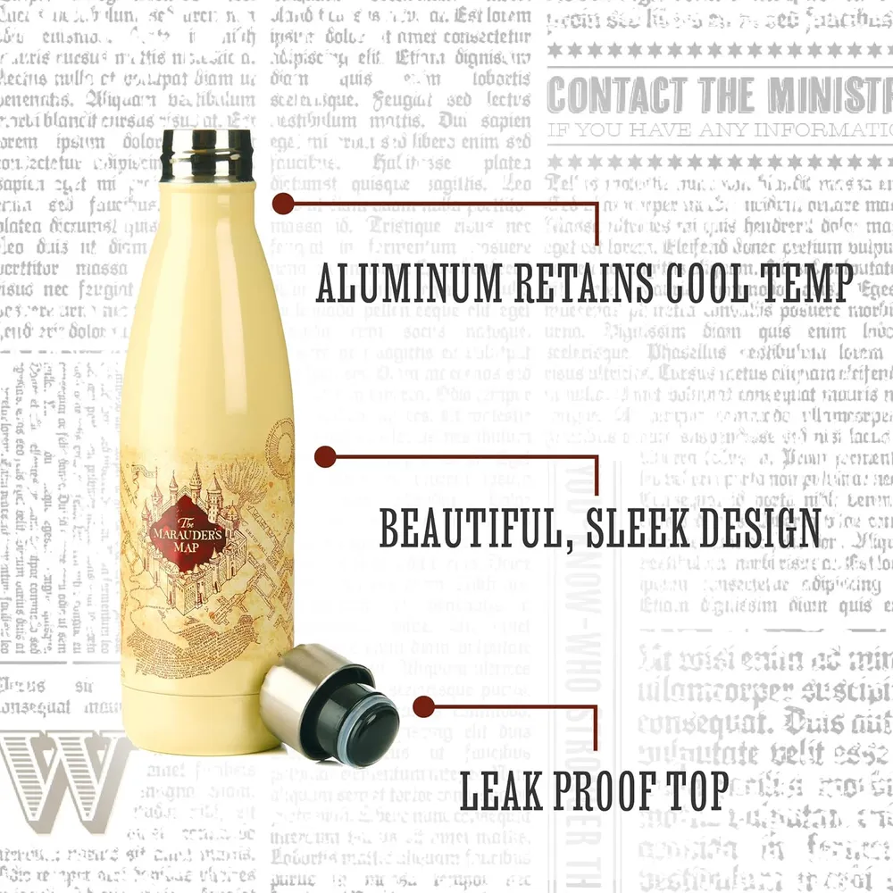 Paladone Harry Potter Mapa del Merodeador, botella de agua metálica 500 ml oficial