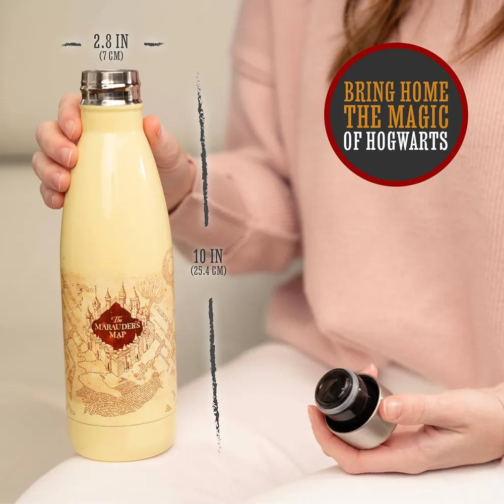 Paladone Harry Potter Mapa del Merodeador, botella de agua metálica 500 ml oficial