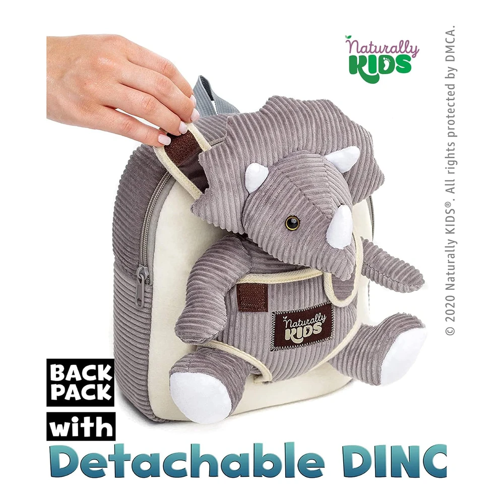 b08h4wbsqy_2.webp MOCHILA NATURALLY KIDS TRICERATOPS | GRIS