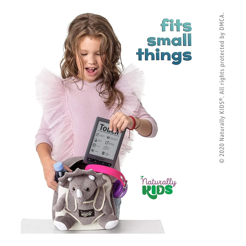 b08h4wbsqy_4.webp MOCHILA NATURALLY KIDS TRICERATOPS | GRIS