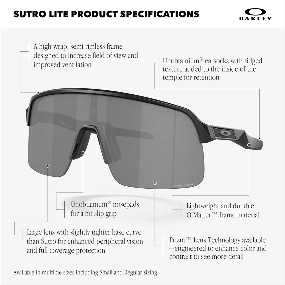 Oakley Sutro Lite OO9463 Gafas de sol para hombre | Matte Black / Silver / Prizm Road Jade