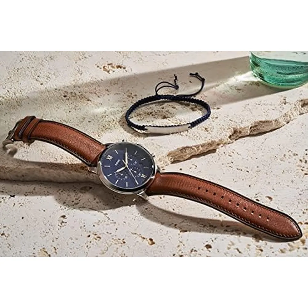 Fossil reloj cronógrafo Neutra de cuarzo + pulsera para hombre | Marrón/ Azul