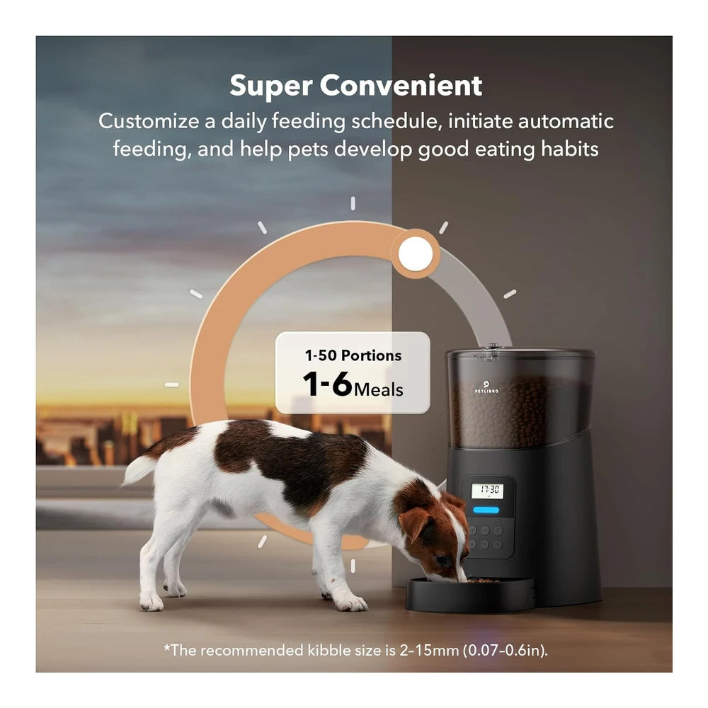 Petlibro Automatic Dog Feeder 6l Auto Dry Food Dispenser for  Large Breed With Lock Lid for  Naughty Pet - Timed Cat Feeder Low Food Led Indication With Anti-Clog Design Up To 50 Portion & 6 Meals Daily