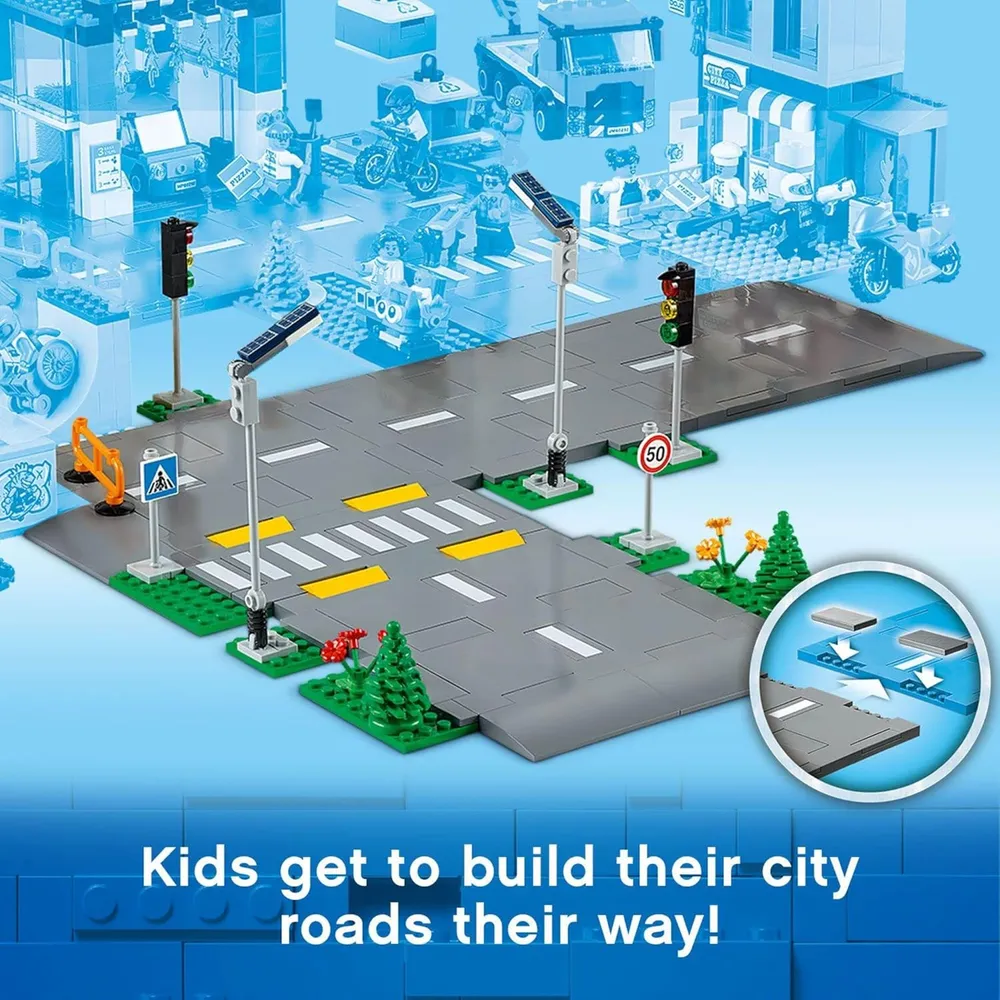 LEGO CITY PLACAS DE CARRETERA CON SEMÁFOROS, ÁRBOLES Y PIEZAS LUMINOSAS