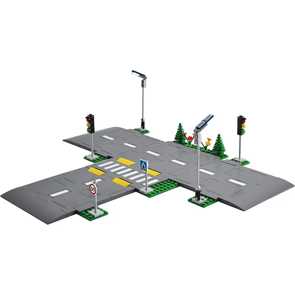 LEGO CITY PLACAS DE CARRETERA CON SEMÁFOROS, ÁRBOLES Y PIEZAS LUMINOSAS
