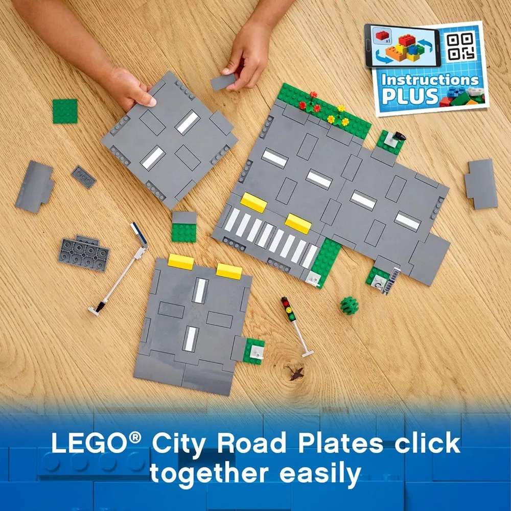 LEGO CITY PLACAS DE CARRETERA CON SEMÁFOROS, ÁRBOLES Y PIEZAS LUMINOSAS