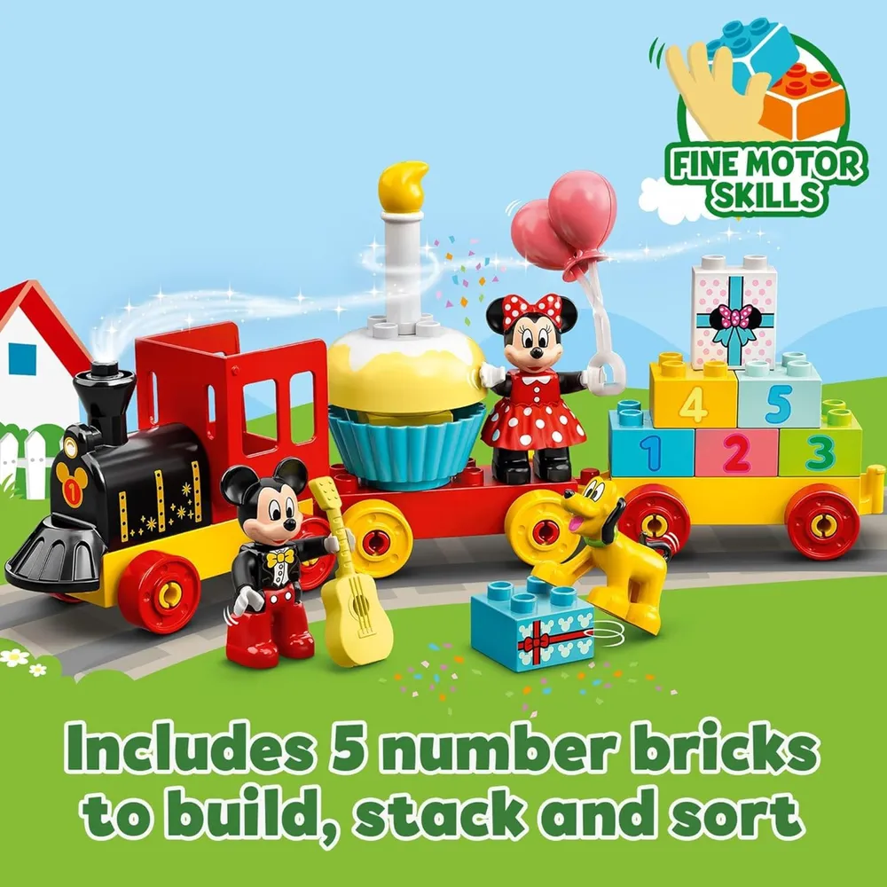 Lego Duplo tren de cumpleaños Disney Mickey y Minnie Mouse educativo