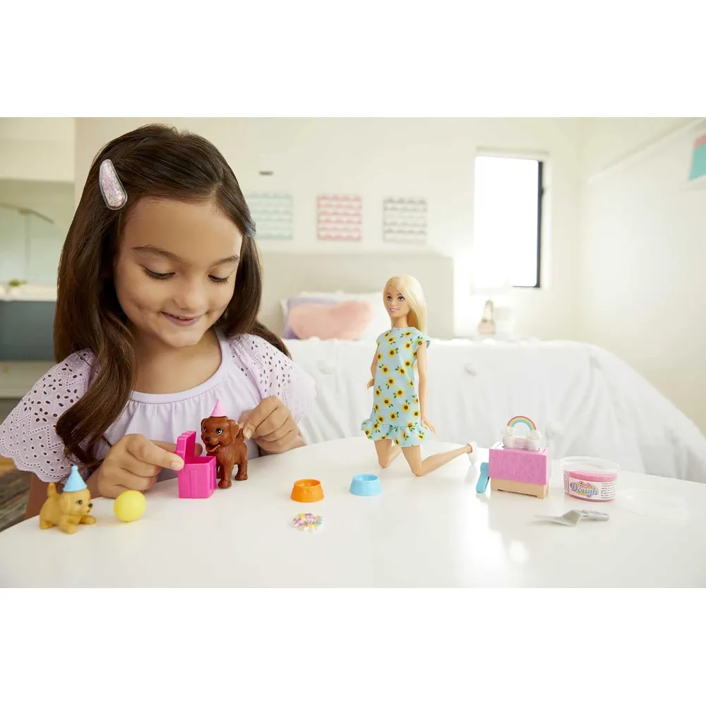 BARBIE MUÑECA PUPPY PARTY CON CACHORROS Y ACCESORIOS RUBIA