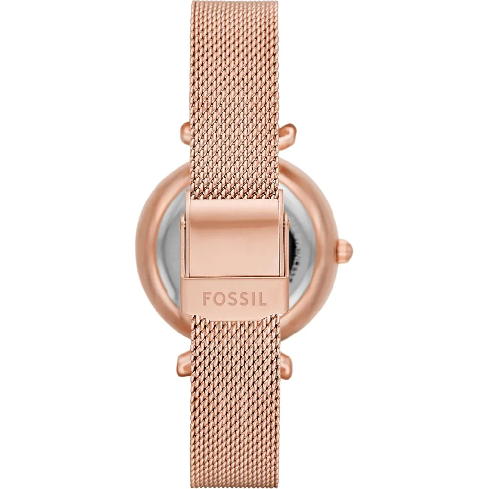 Fossil reloj automático Carlie para mujer, acero inoxidable | Oro Rosado