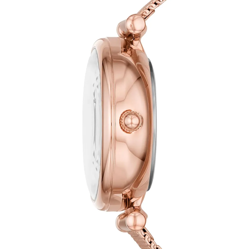 Fossil reloj automático Carlie para mujer, acero inoxidable | Oro Rosado