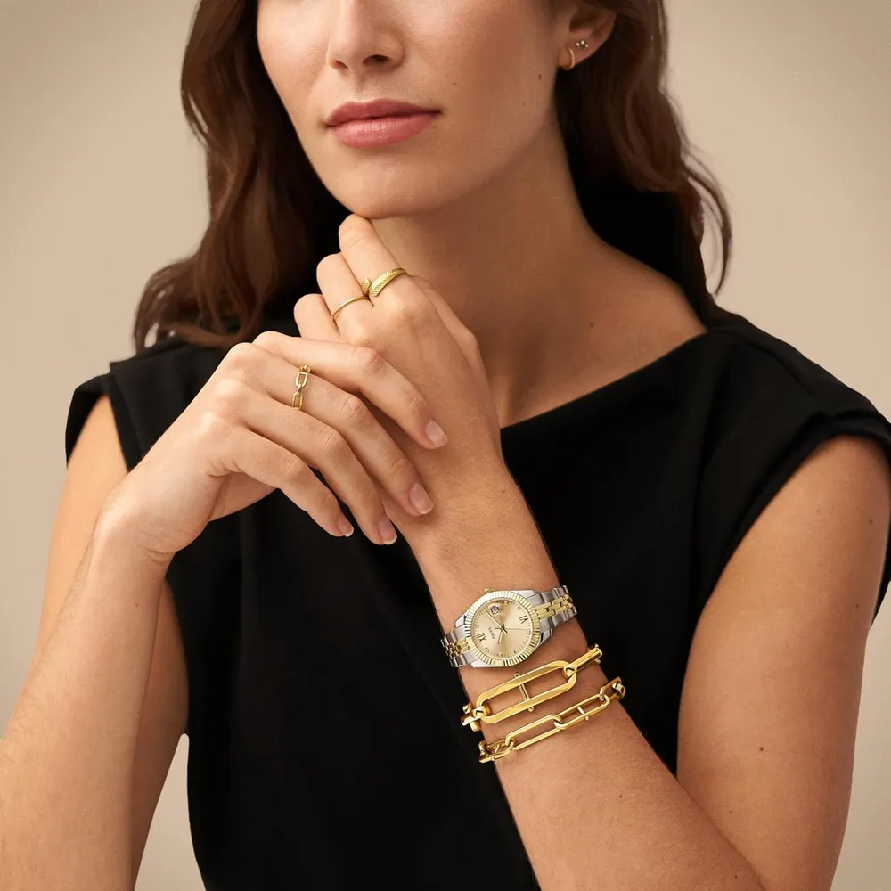 Fossil reloj de cuarzo Scarlette Mini para mujer, acero  | Oro/ Plata