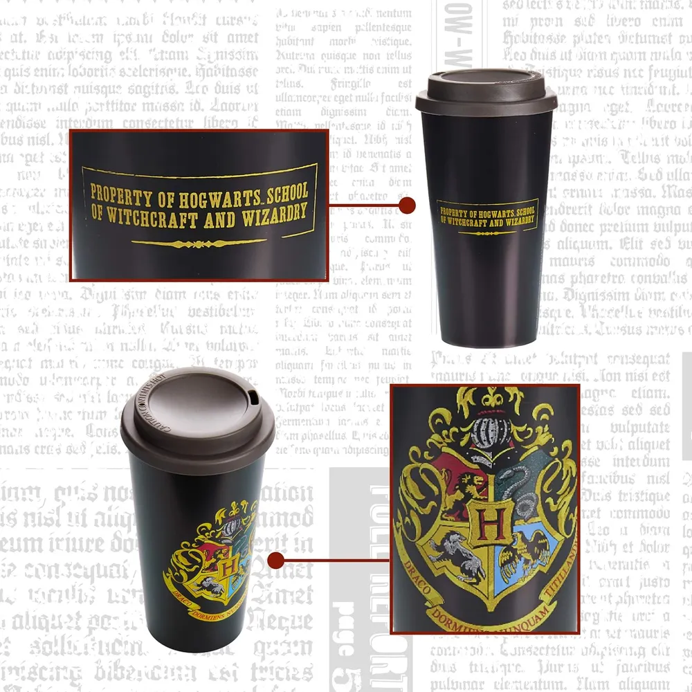 Paladone Harry Potter Hogwarts Crest, taza de viaje plástico oficial