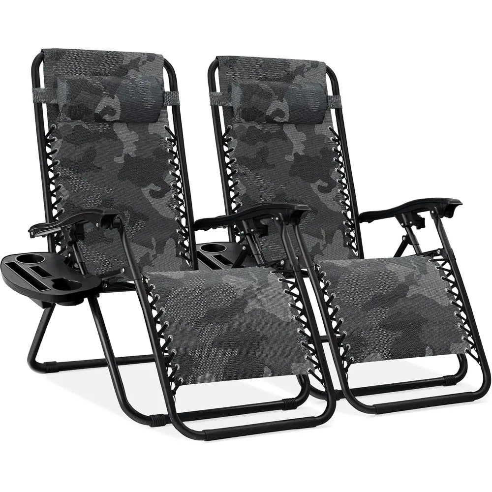 Juego de 2 sillones reclinables con portavasos Best Choice Products | Camuflaje