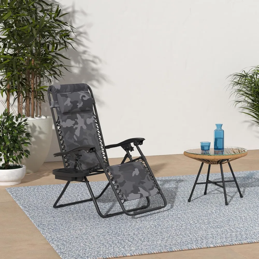 Juego de 2 sillones reclinables con portavasos Best Choice Products | Camuflaje