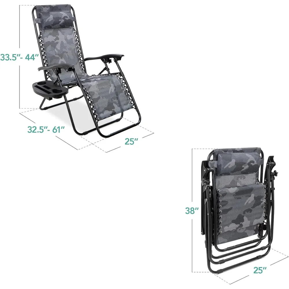 Juego de 2 sillones reclinables con portavasos Best Choice Products | Camuflaje