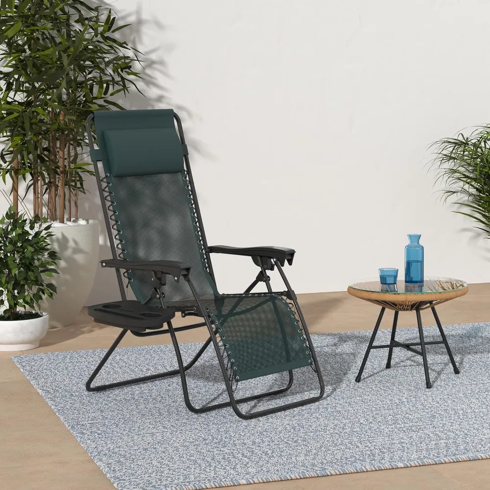 Juego de 2 sillones reclinables con portavasos Best Choice Products | Verde bosque
