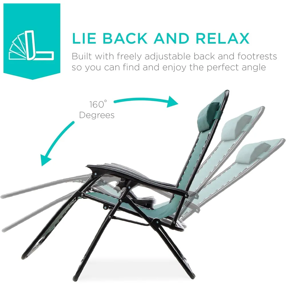 Juego de 2 sillones reclinables con portavasos Best Choice Products | Verde bosque
