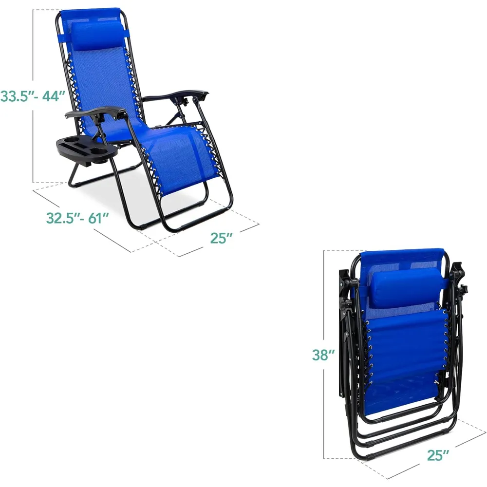 Juego de 2 sillones reclinables con portavasos Best Choice Products | Azul cobalto