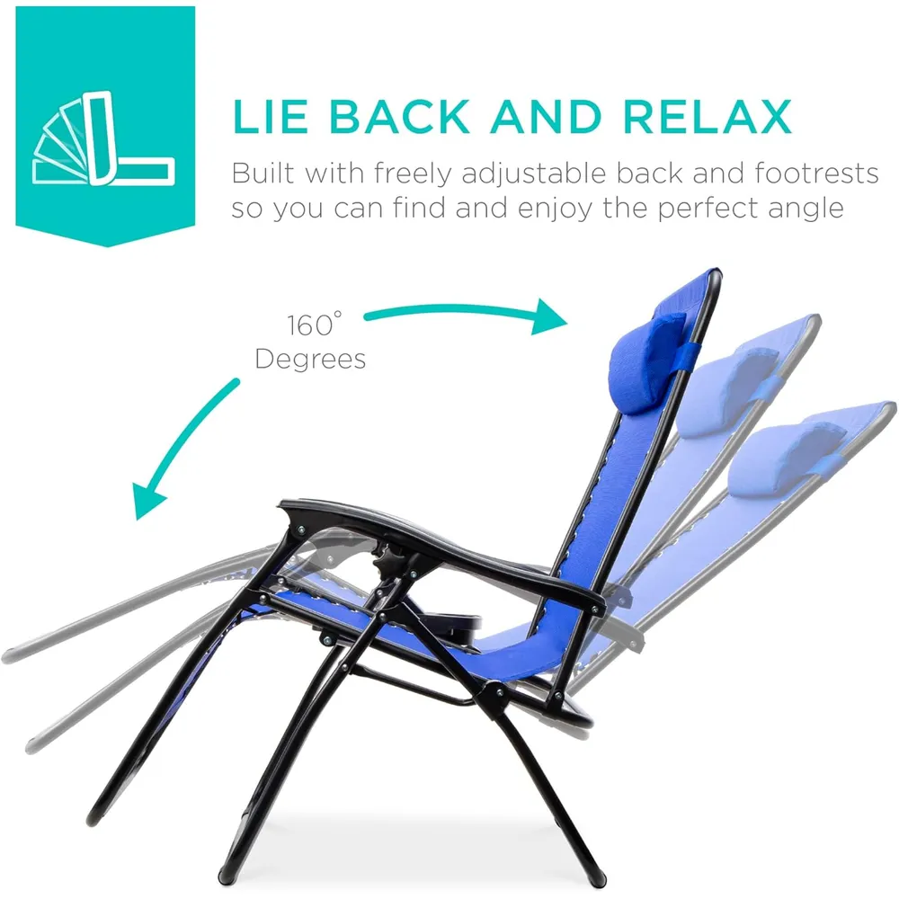 Juego de 2 sillones reclinables con portavasos Best Choice Products | Azul cobalto