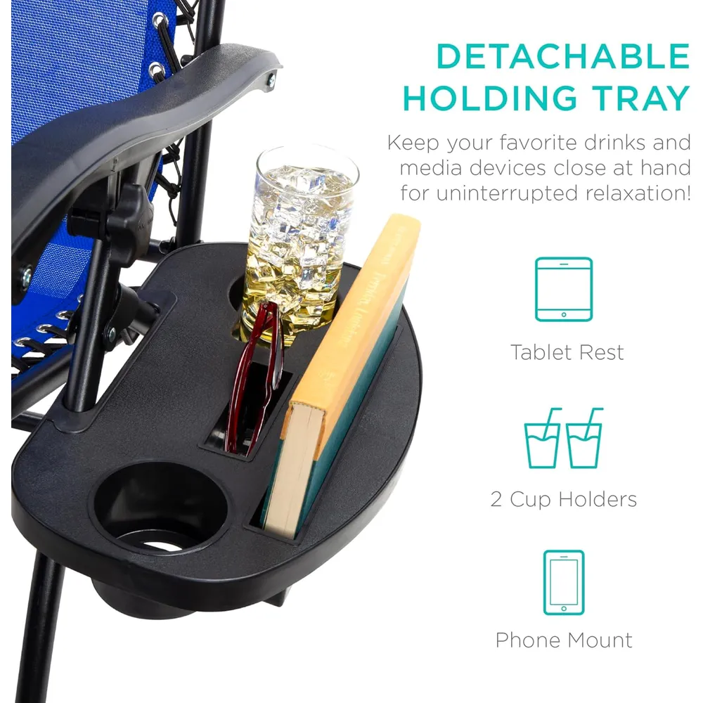 Juego de 2 sillones reclinables con portavasos Best Choice Products | Azul cobalto
